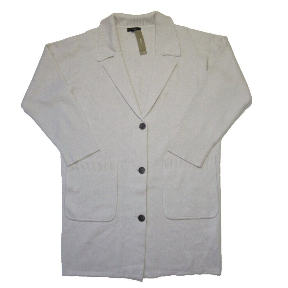 NWT J.Crew Collared Sweater-Jacket in Heather Dove Gray Oversized Cardigan M - Picture 2 of 7